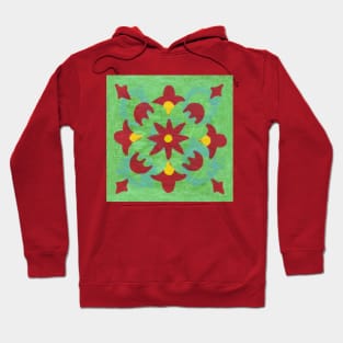 Flower Abstract - Green and Red Hoodie